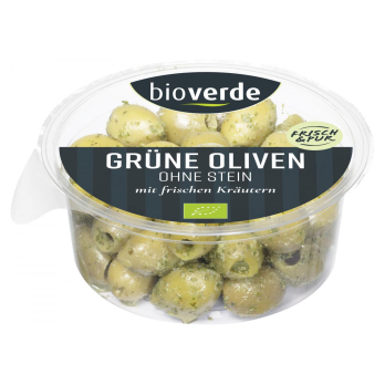Oliven grün mit Kräutern ohne Stein